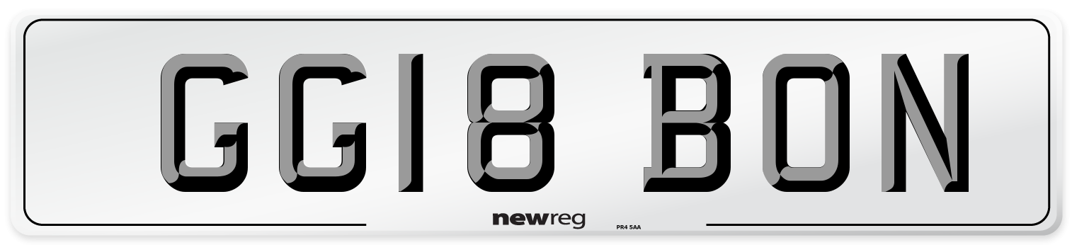 GG18 BON Number Plate from New Reg